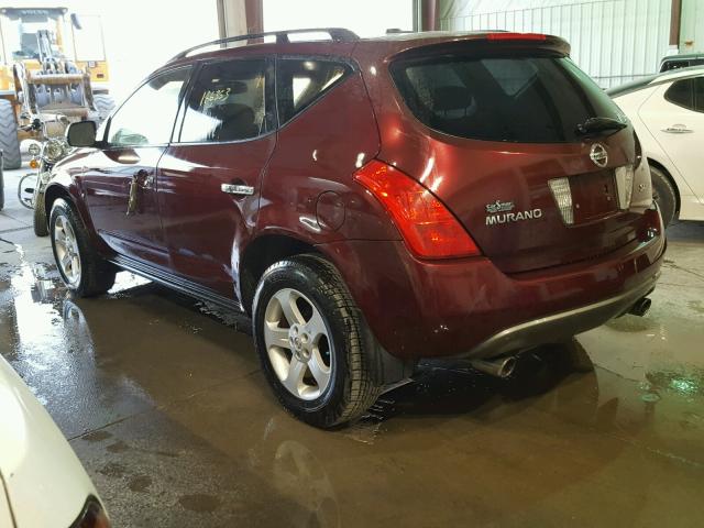 JN8AZ08W75W434105 - 2005 NISSAN MURANO SL MAROON photo 3