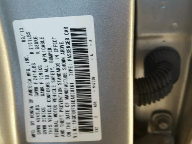 1HGCR6F56EA000161 - 2014 HONDA ACCORD HYB SILVER photo 10