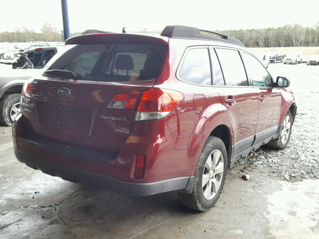 4S4BRCLC7B3360059 - 2011 SUBARU OUTBACK 2. RED photo 4