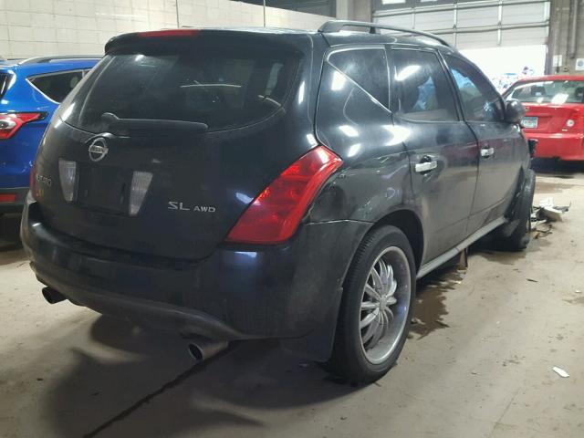 JN8AZ08W74W322676 - 2004 NISSAN MURANO SL BLACK photo 4