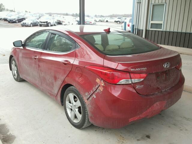 KMHDH4AE9CU186822 - 2012 HYUNDAI ELANTRA GL RED photo 3