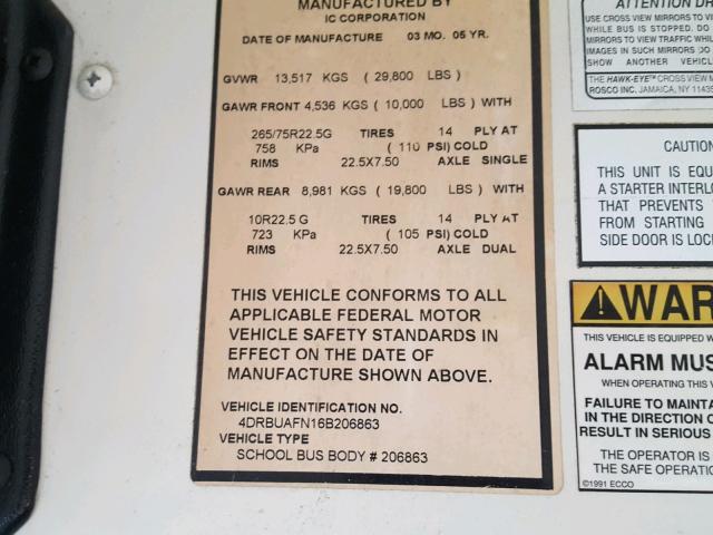 4DRBUAFN16B206863 - 2006 IC CORPORATION 3000 黄色 照片 10