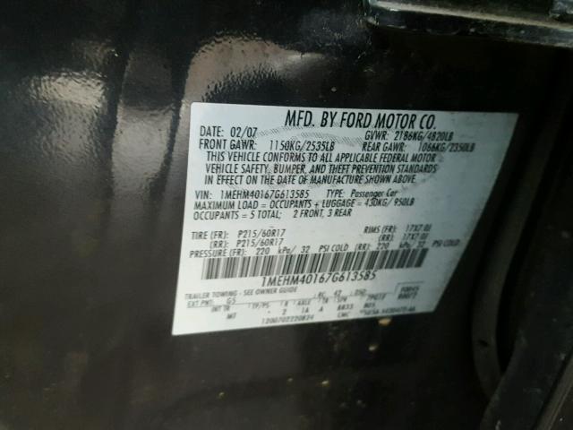 1MEHM40167G613585 - 2007 MERCURY MONTEGO LU BLACK photo 10