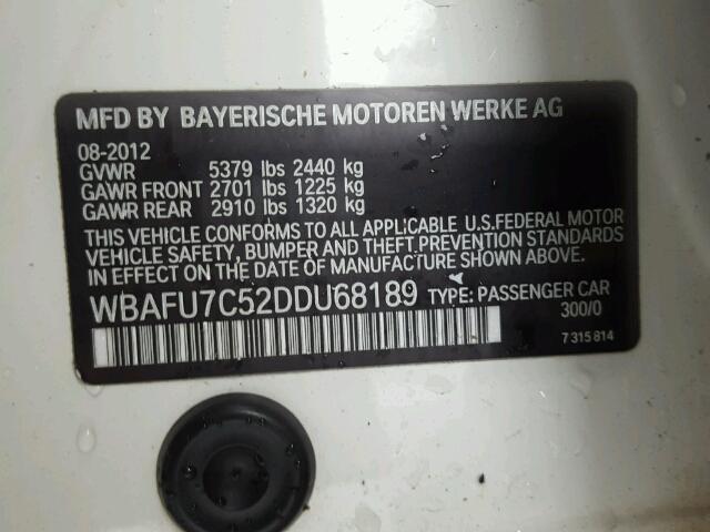 WBAFU7C52DDU68189 - 2013 BMW 535 XI თეთრი ფოტო 10