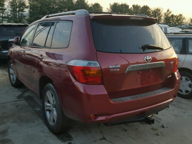 JTEES43A192145010 - 2009 TOYOTA HIGHLANDER BURGUNDY photo 3