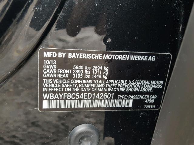 WBAYF8C54ED142601 - 2014 BMW 750 LXI BLACK photo 10