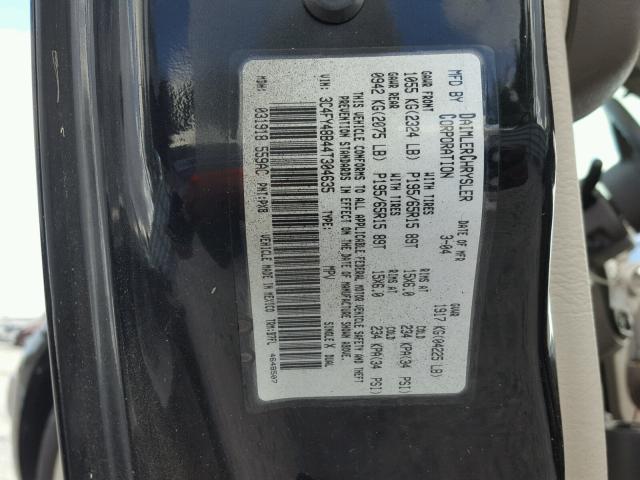 3C4FY48B44T304635 - 2004 CHRYSLER PT CRUISER BLACK photo 10