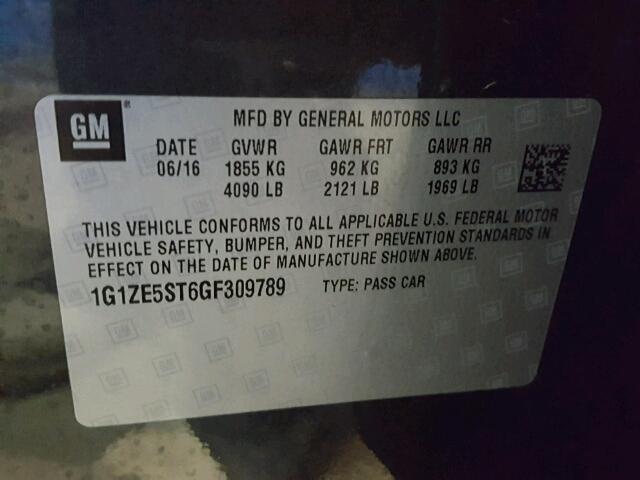 1G1ZE5ST6GF309789 - 2016 CHEVROLET MALIBU LT CHARCOAL photo 10