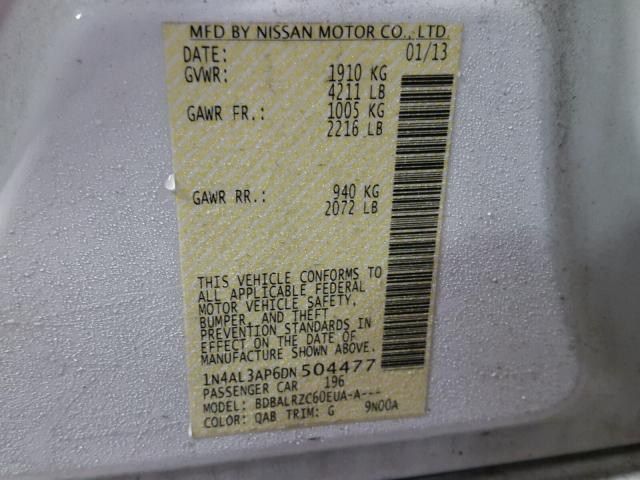 1N4AL3AP6DN504477 - 2013 NISSAN ALTIMA 2.5 WHITE photo 10