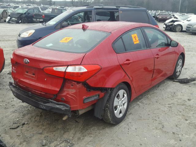 KNAFK4A68E5062168 - 2014 KIA FORTE LX RED photo 4