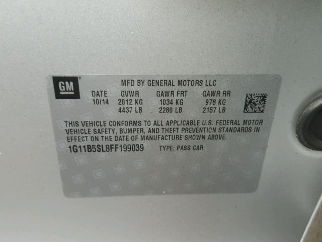 1G11B5SL8FF199039 - 2015 CHEVROLET MALIBU LS SILVER photo 10
