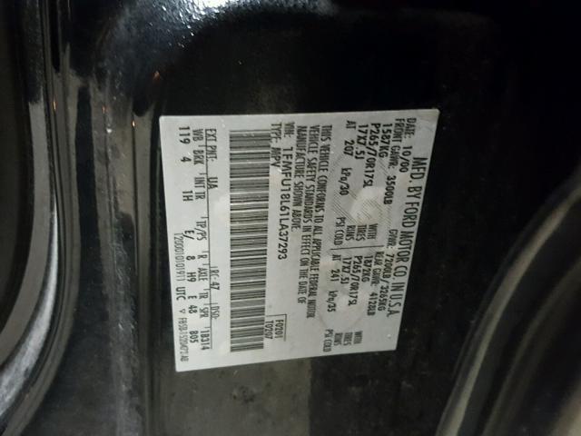 1FMFU18L61LA37293 - 2001 FORD EXPEDITION BLACK photo 10