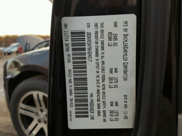 2B3KA53H76H324217 - 2006 DODGE CHARGER R/ BLACK photo 10