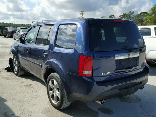 5FNYF3H44EB026975 - 2014 HONDA PILOT EX BLUE photo 3