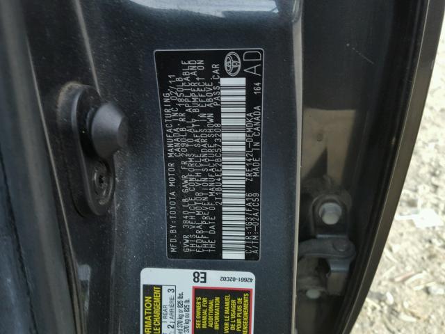 2T1BU4EE2BC573208 - 2011 TOYOTA COROLLA BA 灰色 照片 10