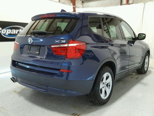 5UXWX5C57BL714816 - 2011 BMW X3 XDRIVE2 BLUE photo 4