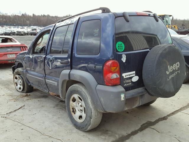 1J4GL48KX3W510208 - 2003 JEEP LIBERTY SP BLUE photo 3