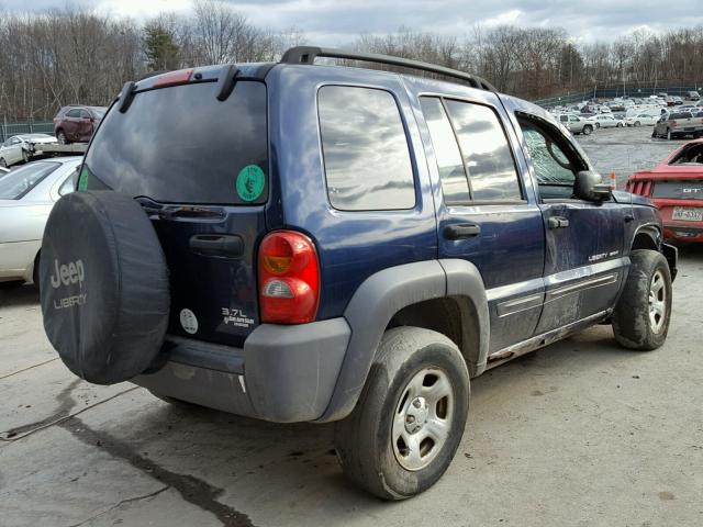 1J4GL48KX3W510208 - 2003 JEEP LIBERTY SP BLUE photo 4