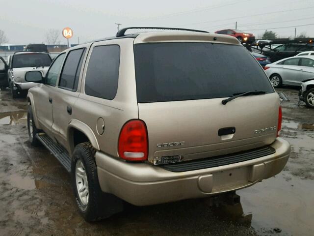 1B4HS48Z42F217250 - 2002 DODGE DURANGO SL GOLD photo 3