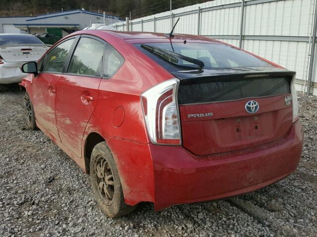 JTDKN3DU9C1582400 - 2012 TOYOTA PRIUS RED photo 3