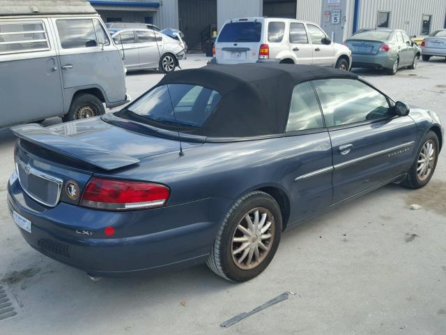 1C3EL55U01N641115 - 2001 CHRYSLER SEBRING LX BLUE photo 4