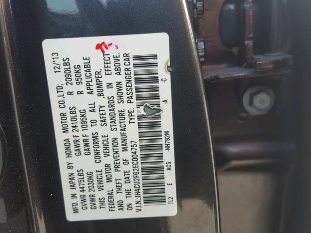 JH4CU2F62EC004757 - 2014 ACURA TSX TECH GRAY photo 10