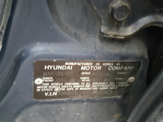 KMHWF35H85A100644 - 2005 HYUNDAI SONATA GLS BLUE photo 10