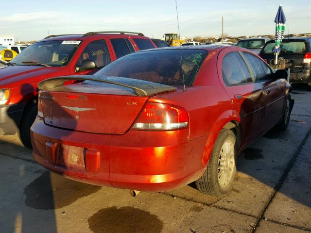 1C3EL46X04N110200 - 2004 CHRYSLER SEBRING LX RED photo 4