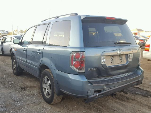 5FNYF28687B034978 - 2007 HONDA PILOT EXL BLUE photo 3