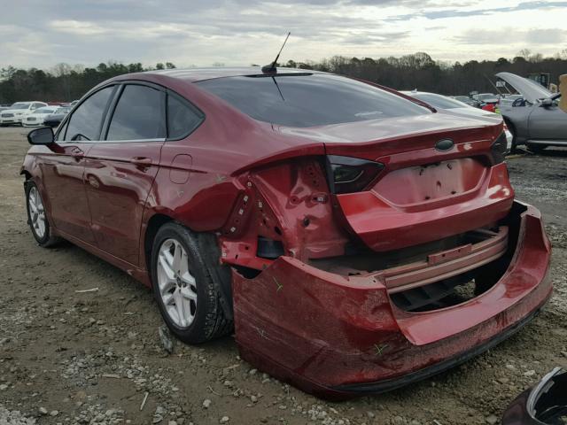 3FA6P0H74DR146694 - 2013 FORD FUSION SE RED photo 3