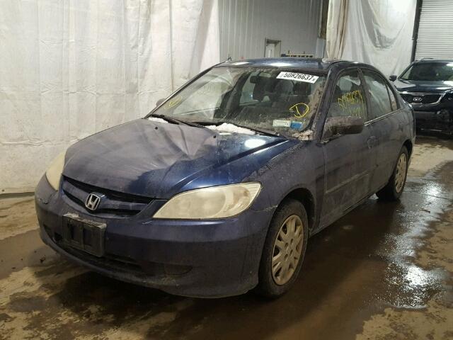 2HGES15515H577327 - 2005 HONDA CIVIC LX BLUE photo 2