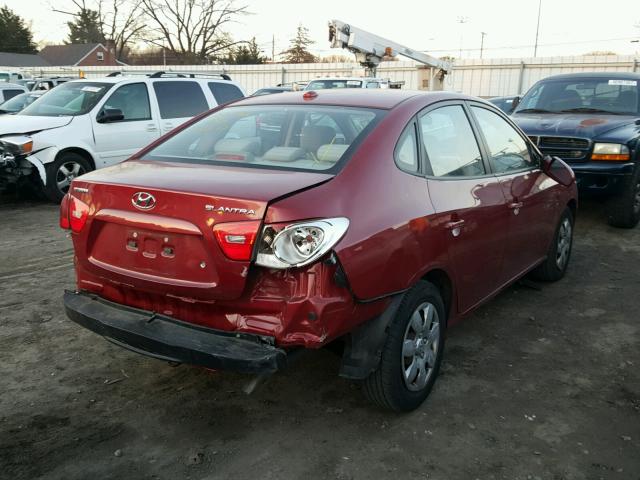 KMHDU46D48U288595 - 2008 HYUNDAI ELANTRA GL RED photo 4