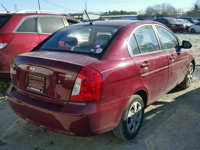 KMHCN4AC9AU465350 - 2010 HYUNDAI ACCENT GLS BURGUNDY photo 4