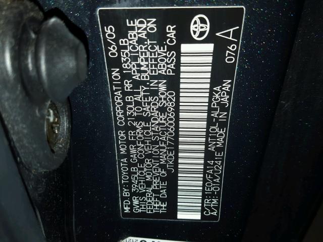 JTKDE177060069820 - 2006 TOYOTA SCION TC 灰色 照片 10