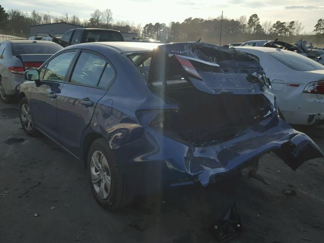 19XFB2F59FE086802 - 2015 HONDA CIVIC LX BLUE photo 3