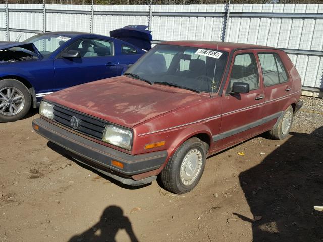 1VWFA9170KV004026 - 1989 VOLKSWAGEN GOLF GL MAROON photo 2