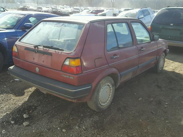 1VWFA9170KV004026 - 1989 VOLKSWAGEN GOLF GL MAROON photo 4