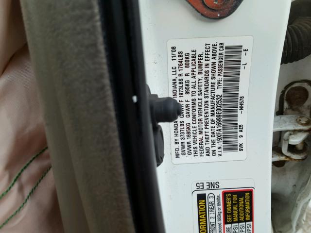 19XFA16999E002532 - 2009 HONDA CIVIC EXL 白色 照片 10