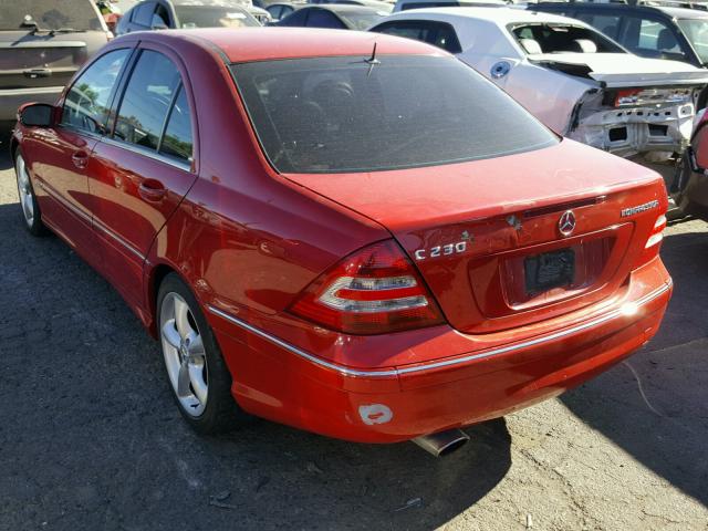 WDBRF40J45F621640 - 2005 MERCEDES-BENZ C 230K SPO RED photo 3