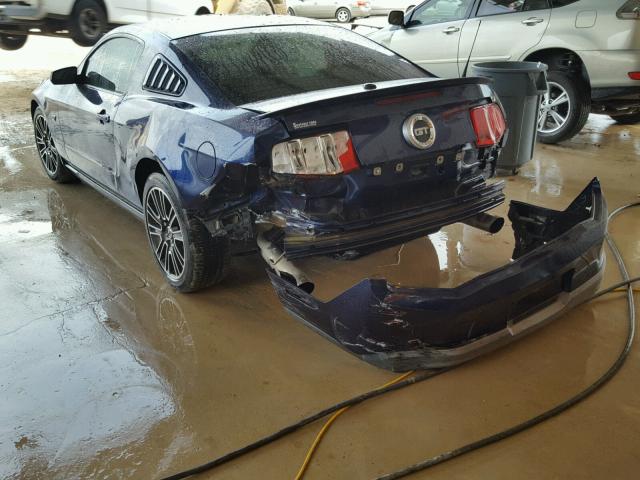 1ZVBP8CH2A5141206 - 2010 FORD MUSTANG GT BLUE photo 3