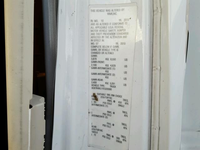 3C6TRVBG1FE520080 - 2015 RAM PROMASTER 白色 照片 10