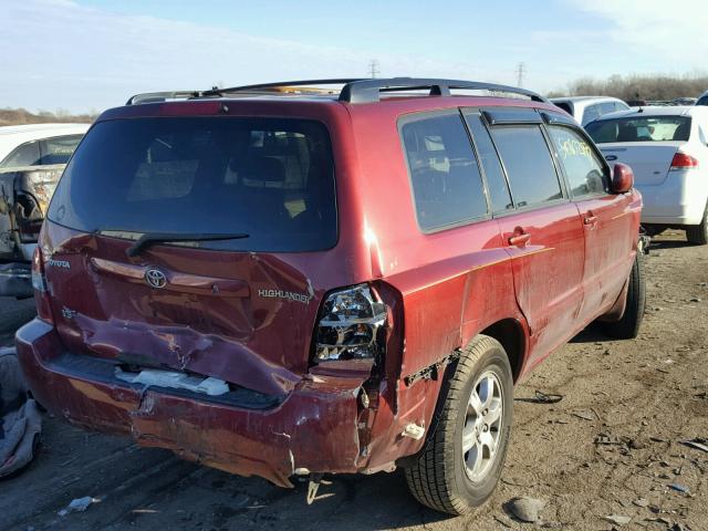 JTEGP21A140036830 - 2004 TOYOTA HIGHLANDER RED photo 4