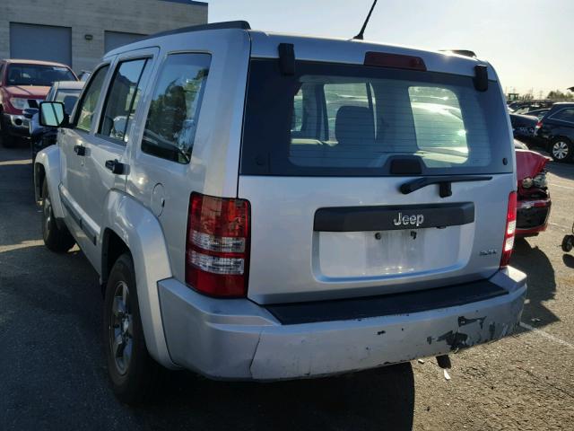 1J8GP28K28W262101 - 2008 JEEP LIBERTY SP SILVER photo 3