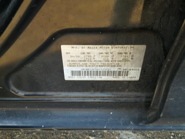 JM1BK12F361525731 - 2006 MAZDA 3 I BLACK photo 10