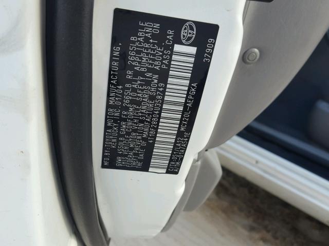 4T1BF28B04U358749 - 2004 TOYOTA AVALON XL Ақ фото 10