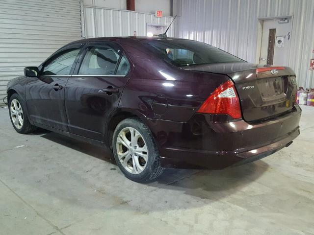 3FAHP0HAXCR253168 - 2012 FORD FUSION SE MAROON photo 3