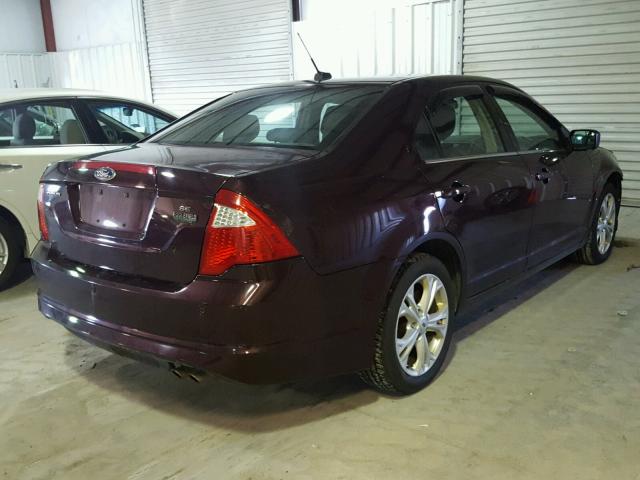 3FAHP0HAXCR253168 - 2012 FORD FUSION SE MAROON photo 4