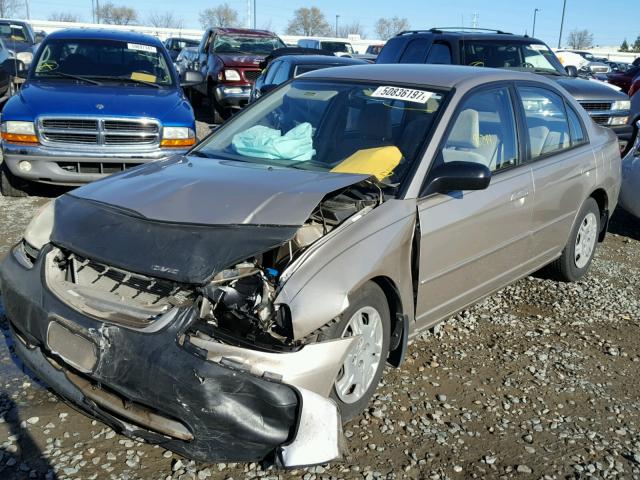 JHMES16552S003586 - 2002 HONDA CIVIC LX TAN photo 2