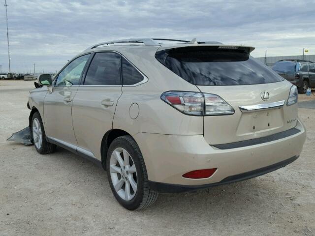 2T2ZK1BA9CC081177 - 2012 LEXUS RX 350 GOLD photo 3