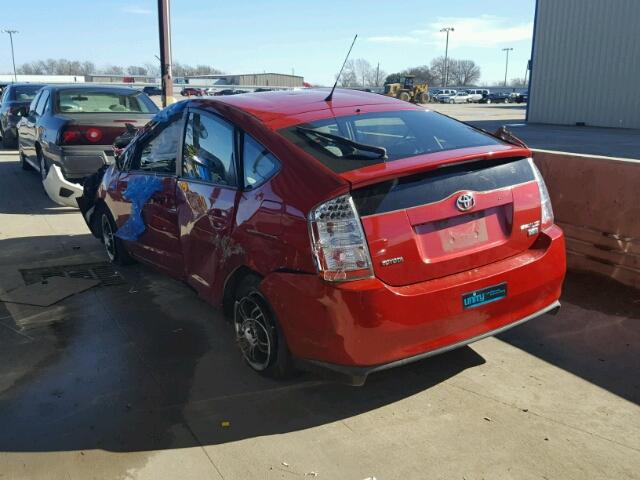 JTDKB20U297835054 - 2009 TOYOTA PRIUS RED photo 3